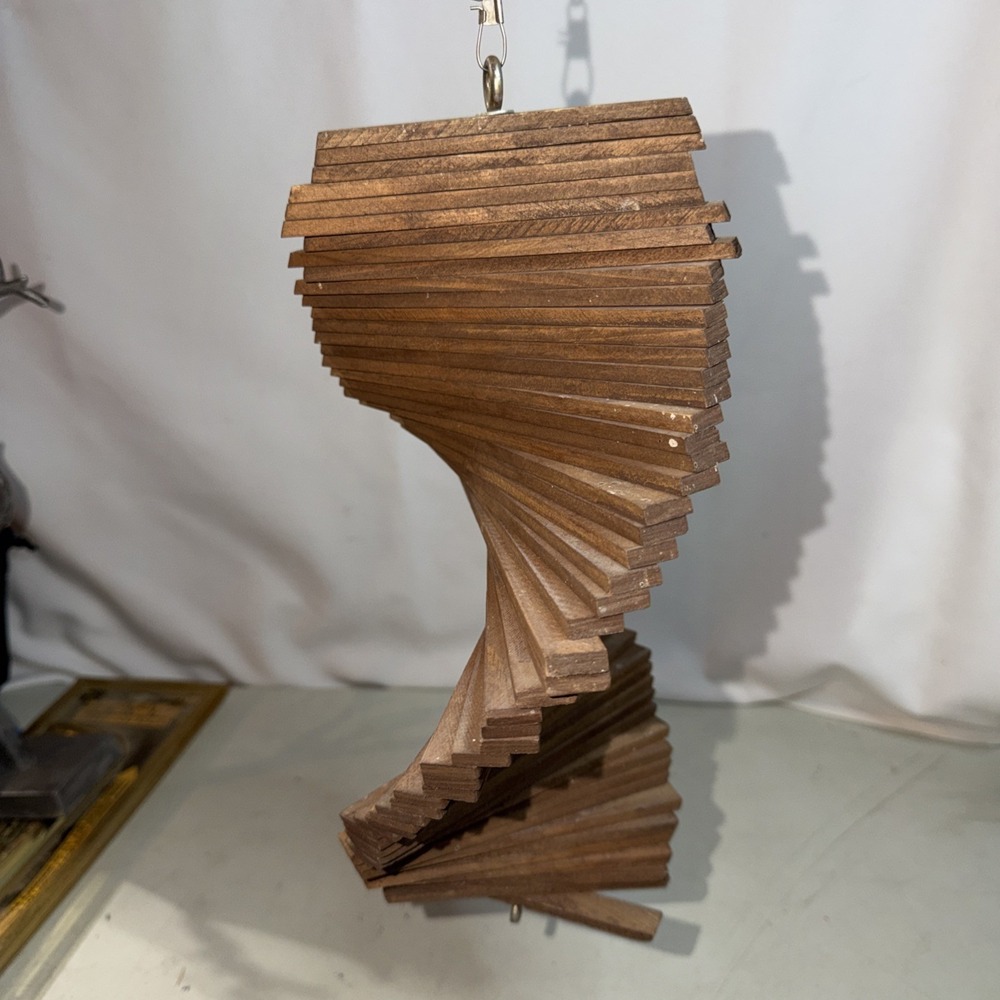 MCM Vintage Wooden Helix Wind Spinner Whirligig Folk Art 12"x9" Spiral Wood